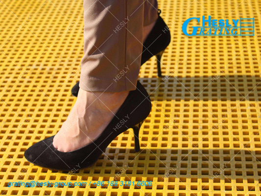 GRP Grating, 50mm thickness, 25X25mm square hole, Gritted Surface, Yellow, 1X2m sheet, HeslyGrating-China
