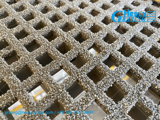 GRP Grating, 50mm thickness, 25X25mm square hole, Gritted Surface, Yellow, 1X2m sheet, HeslyGrating-China