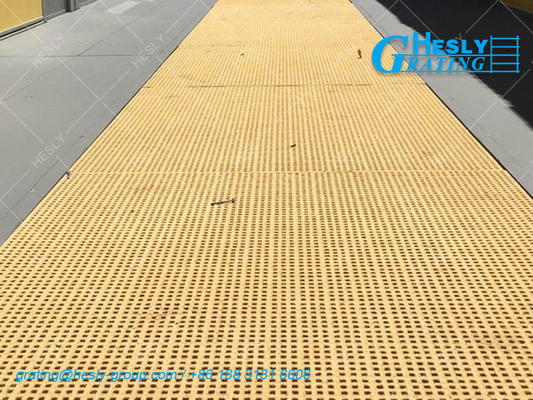 GRP Grating, 50mm thickness, 25X25mm square hole, Gritted Surface, Yellow, 1X2m sheet, HeslyGrating-China