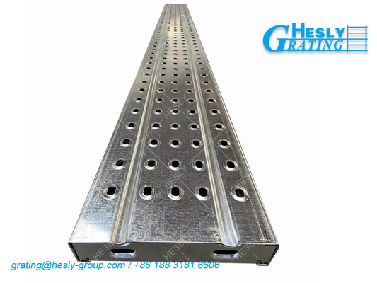 STEEL SCAFFOLD Plank with Hook | 450X2000mm | 1.2mm thickness | 50mm depth | Galvanized | HeslyGrating Factory, China
