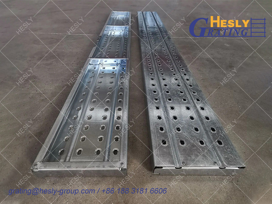 Scaffolding Metal Board Plank | 600mm*240mm*45mm | 1.8mm thickness | Galvanized | HeslyGrating Factory, China