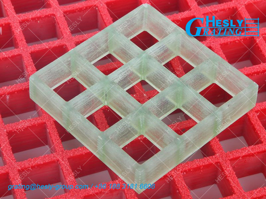Green Moulded GRP Grating | 38X38mm square hole | 38mm thickness | photovoltaic platform  - HeslyGrating