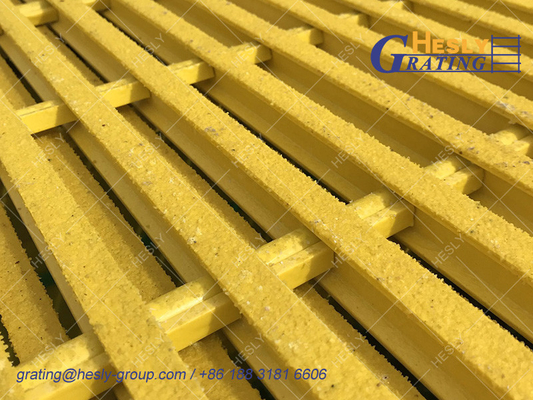GRP Pultruded Grating Panels | High 38mm | 60% opening area | Gritted Surface | HESLY Grating China