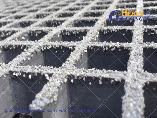 Fiberglass Moulded Grating,Thickness 50mm, 50X50mm square hole, Gritted Surface, Color Grey, 1X2m, Hesly Grating China Factory