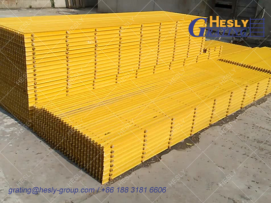 FRP Pultruded Grating Sheet | High 38mm | 60% opening area | Gritted Surface | HESLY Grating China