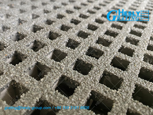 Mini Mesh FRP Molded Grating, 50mm panel thickness, 25*25mm holes, Dark Grey, 1220X3660mm, Gritted Surface, China HESLY