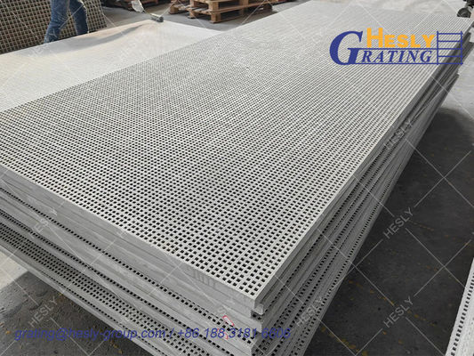 Mini Mesh FRP Molded Grating, 50mm panel thickness, 25*25mm holes, Dark Grey, 1220X3660mm, Gritted Surface, China HESLY