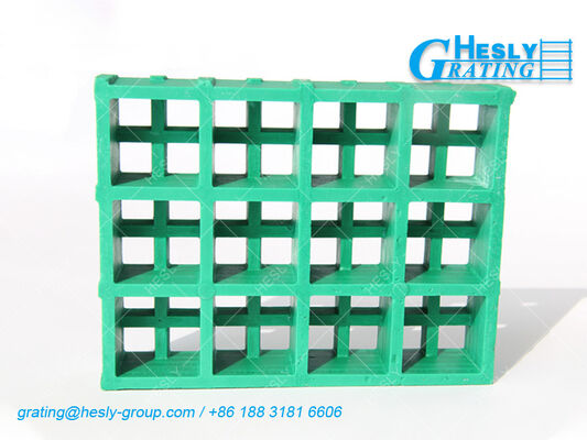 Green Mold FRP Grating Panels | High 50mm | 25X25mm square hole | Gritted Surface | HESLY Grating China