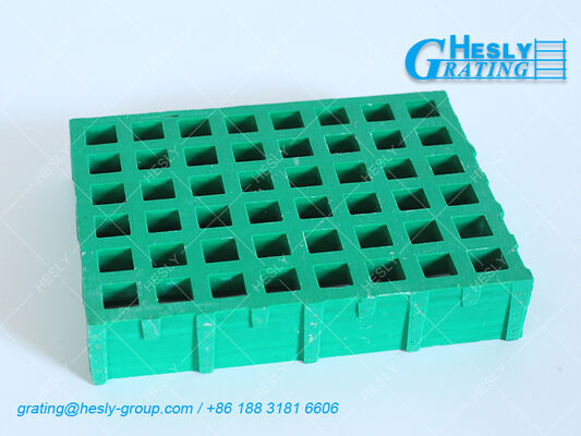 Green Mold FRP Grating Panels | High 50mm | 25X25mm square hole | Gritted Surface | HESLY Grating China
