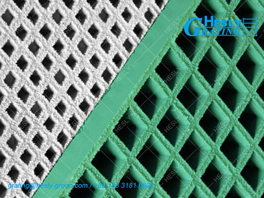 Green Mold FRP Grating Panels | High 50mm | 25X25mm square hole | Gritted Surface | HESLY Grating China