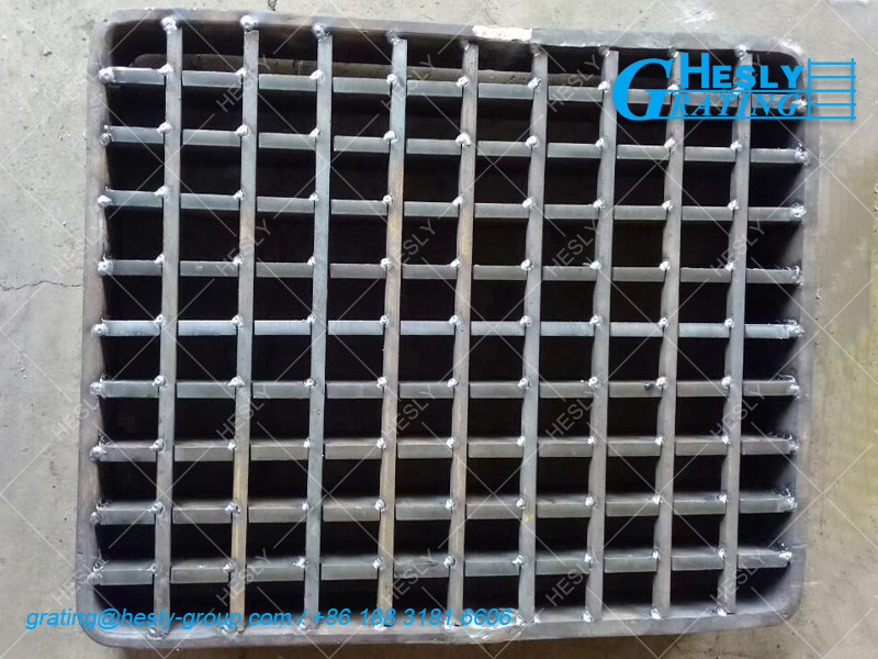 Hot Dipped Galvanized Pressure Locked Serrated Bar Grating | 40X40mm hole | 50X5mm load bar | HeslyGrating Factory