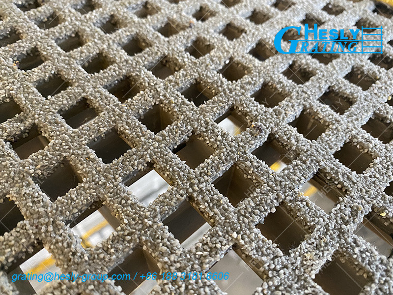 GRP Grating, 50mm thickness, 25X25mm square hole, Gritted Surface, Yellow, 1X2m sheet, HeslyGrating-China