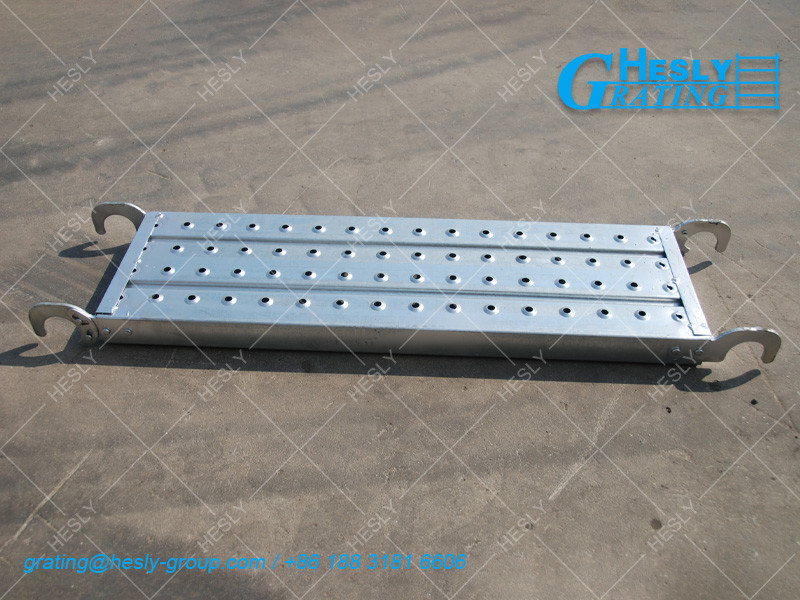 Scaffolding Metal Board Plank | 600mm*240mm*45mm | 1.8mm thickness | Galvanized | HeslyGrating Factory, China