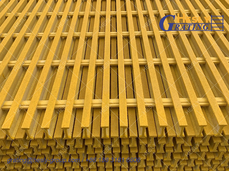 FRP Pultruded Grating Sheet | High 38mm | 60% opening area | Gritted Surface | HESLY Grating China