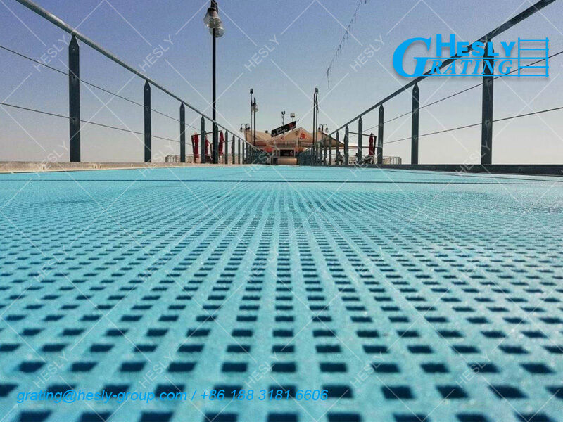 Green Mold FRP Grating Panels | High 50mm | 25X25mm square hole | Gritted Surface | HESLY Grating China