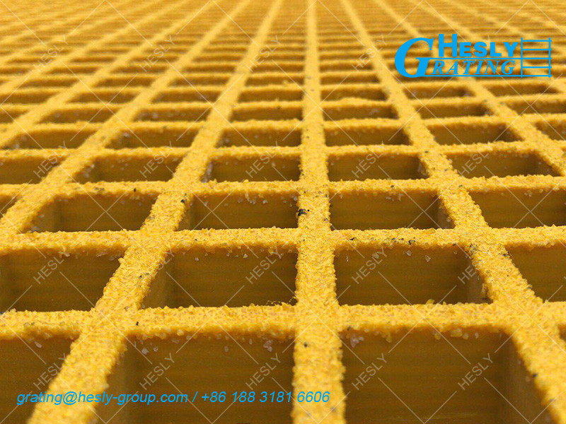 Molded Fiberglass Grating | Gritted Surface | Anti-skidding | 38mm thickness | Yellow | HeslyGrating-China