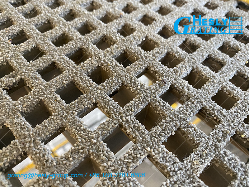 GRP Grating, 50mm thickness, 25X25mm square hole, Gritted Surface, Yellow, 1X2m sheet, HeslyGrating-China