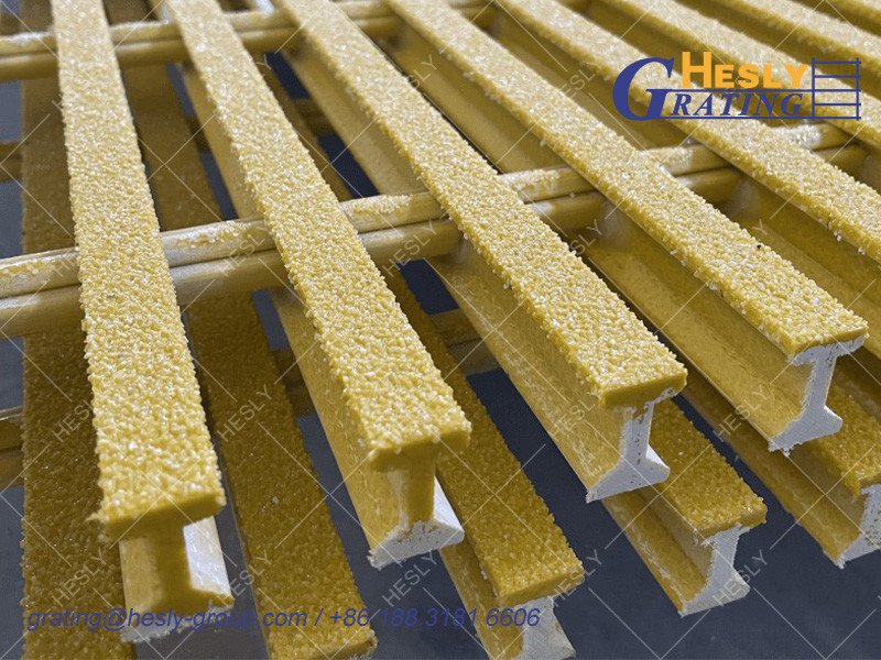 GRP Pultruded Grating Panels | High 38mm | 60% opening area | Gritted Surface | HESLY Grating China