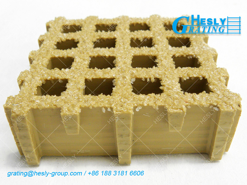 Green Mold FRP Grating Panels | High 50mm | 25X25mm square hole | Gritted Surface | HESLY Grating China