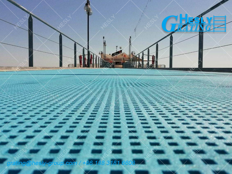Green Mold FRP Grating Panels | High 50mm | 25X25mm square hole | Gritted Surface | HESLY Grating China